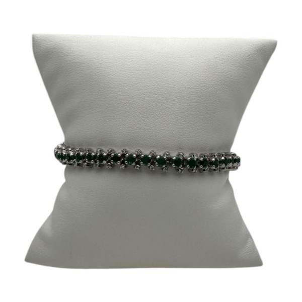BRACELET LIGNE ÉMERAUDES ET DIAMANTS EN OR 18K