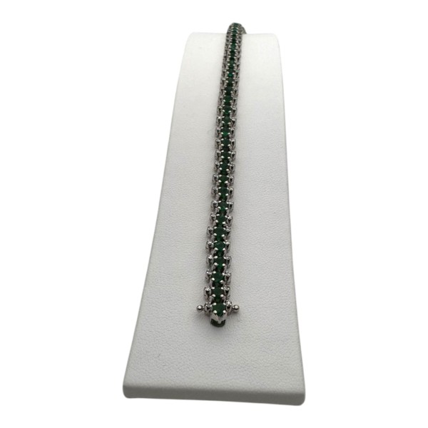 BRACELET LIGNE ÉMERAUDES ET DIAMANTS EN OR 18K