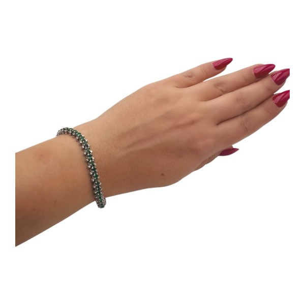 BRACELET LIGNE ÉMERAUDES ET DIAMANTS EN OR 18K