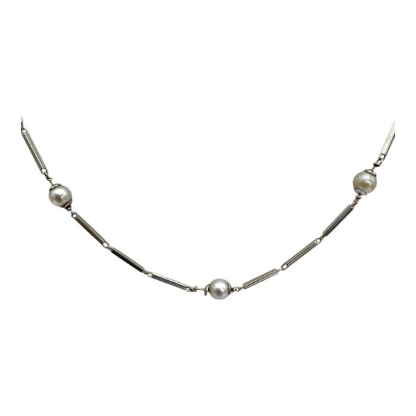 COLLIER BATONNETS PERLES DE CULTURE EN OR 18K