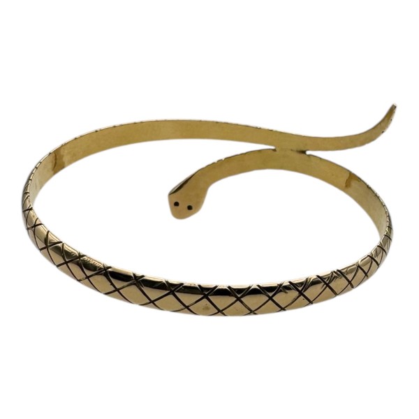 BRACELET RIGIDE SERPENT YEUX ÉMERAUDES EN OR 18K