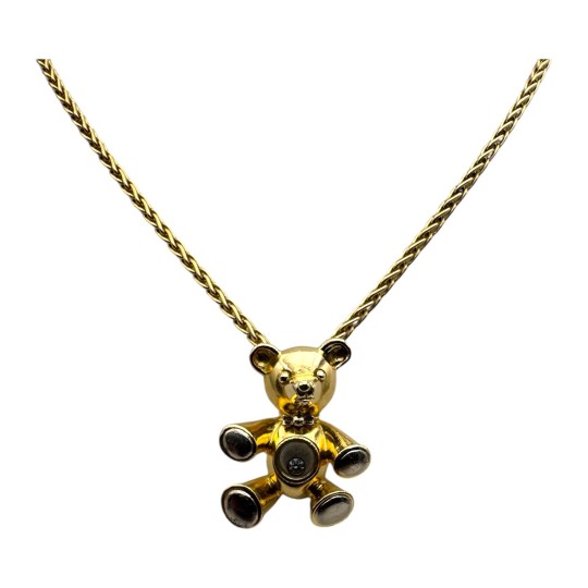 CHOPARD HAPPY DIAMONDS PENDENTIF OURSON DIAMANT ET SA CHAÎNE EN OR 18K