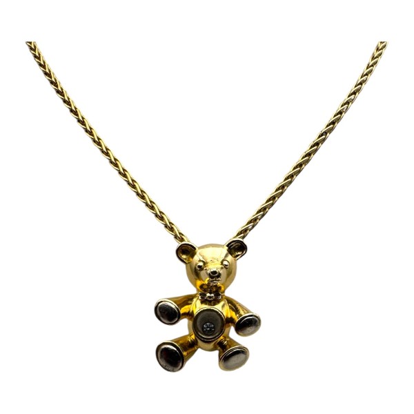 CHOPARD HAPPY DIAMONDS PENDENTIF OURSON DIAMANT ET SA CHAÎNE EN OR 18K