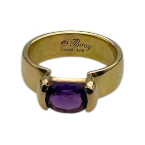 POIRAY : BAGUE ANNEAU ORNÉE D'UNE AMÉTHYSTE EN OR 18K