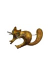 BROCHE CHAT YEUX CHRYSOPRASES EN OR 18K