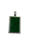 PENDENTIF EN PLATINE PLAQUE DE JADE ENTOURAGE DIAMANTS