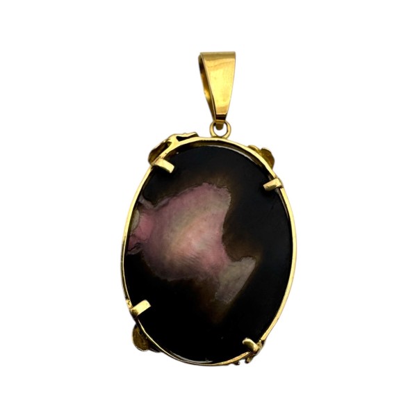 PENDENTIF CAMÉE SUR NACRE SAPHIR ET EMERAUDE EN OR 18K