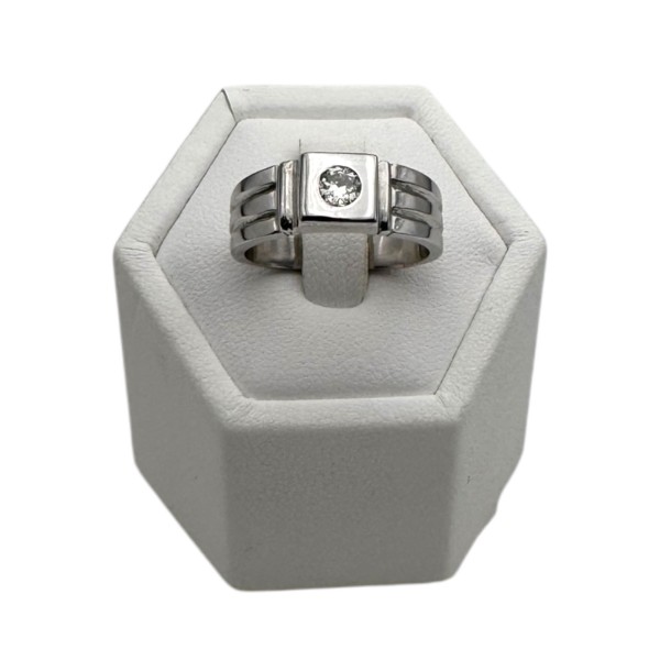 BAGUE SOLITAIRE UNISEXE DIAMANT EN OR 18K