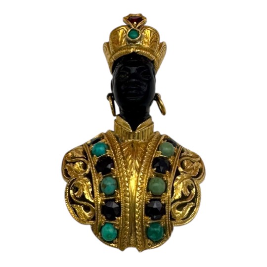 G. NARDI : CLIP DE REVERS BUSTE DE MAURE EN ONYX EN OR 18K