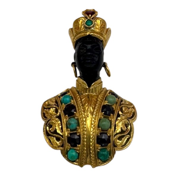 G. NARDI : CLIP DE REVERS BUSTE DE MAURE EN ONYX EN OR 18K