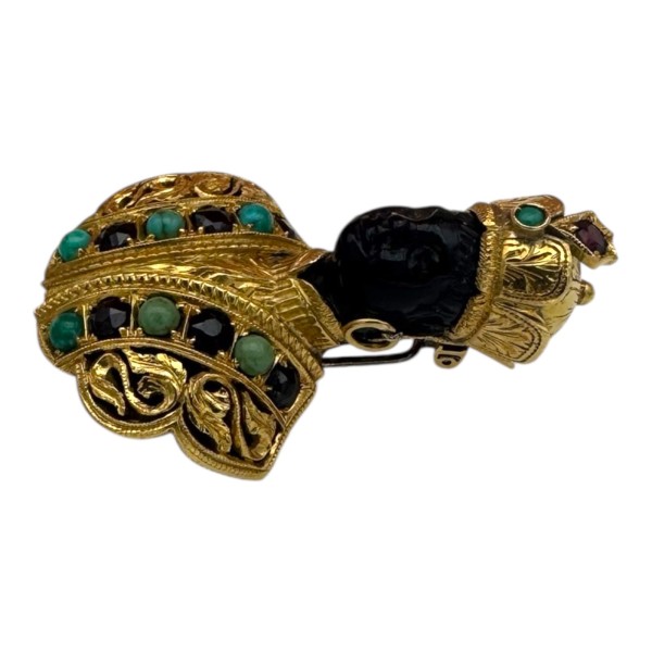 G. NARDI : CLIP DE REVERS BUSTE DE MAURE EN ONYX EN OR 18K