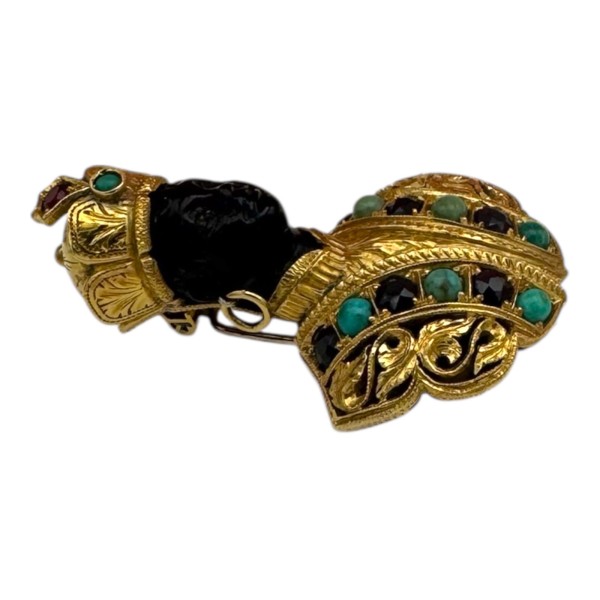 G. NARDI : CLIP DE REVERS BUSTE DE MAURE EN ONYX EN OR 18K
