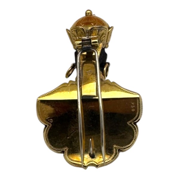 G. NARDI : CLIP DE REVERS BUSTE DE MAURE EN ONYX EN OR 18K