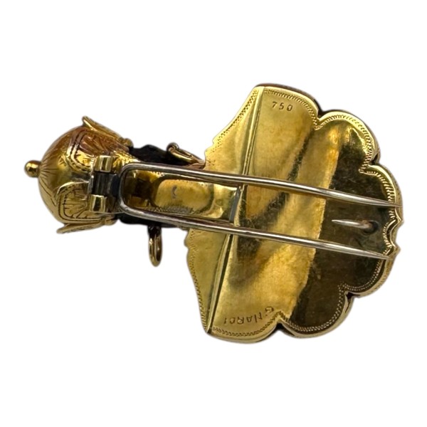 G. NARDI : CLIP DE REVERS BUSTE DE MAURE EN ONYX EN OR 18K