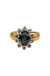 BAGUE POMPADOUR SAPHIR ET DIAMANTS EN OR 18K