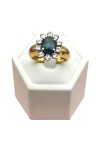 BAGUE POMPADOUR SAPHIR ET DIAMANTS EN OR 18K