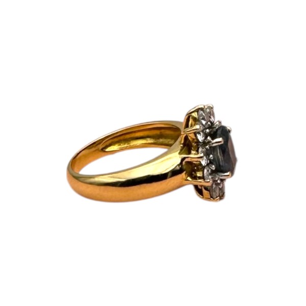 BAGUE POMPADOUR SAPHIR ET DIAMANTS EN OR 18K