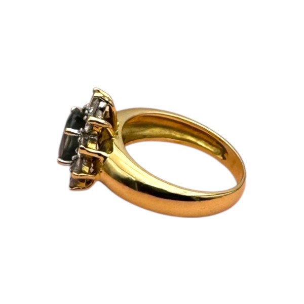 BAGUE POMPADOUR SAPHIR ET DIAMANTS EN OR 18K