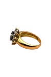 BAGUE POMPADOUR SAPHIR ET DIAMANTS EN OR 18K