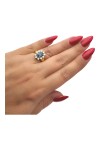 BAGUE POMPADOUR SAPHIR ET DIAMANTS EN OR 18K