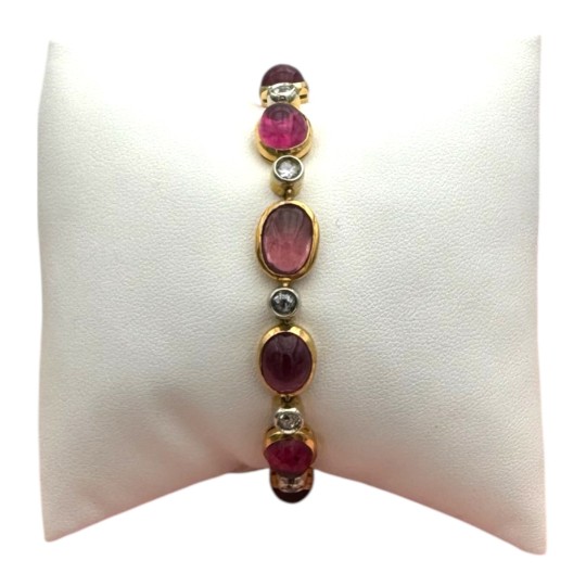 BRACELET CABOCHONS DE TOURMALINE ET DIAMANTS EN OR 18K