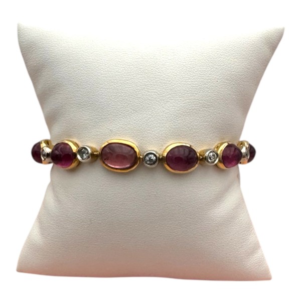 BRACELET CABOCHONS DE TOURMALINE ET DIAMANTS EN OR 18K