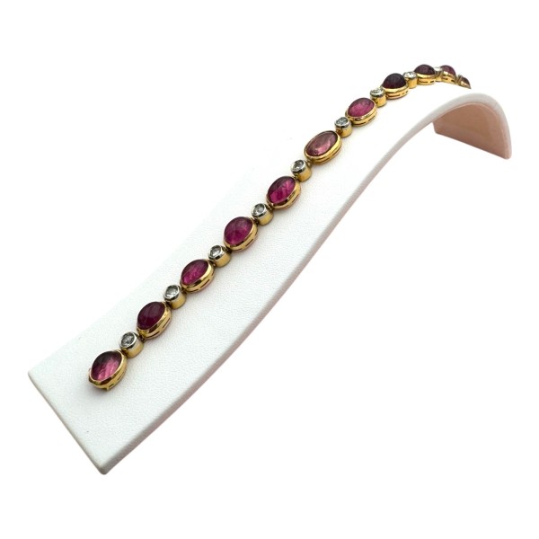 BRACELET CABOCHONS DE TOURMALINE ET DIAMANTS EN OR 18K