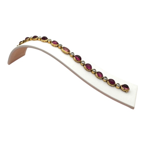 BRACELET CABOCHONS DE TOURMALINE ET DIAMANTS EN OR 18K