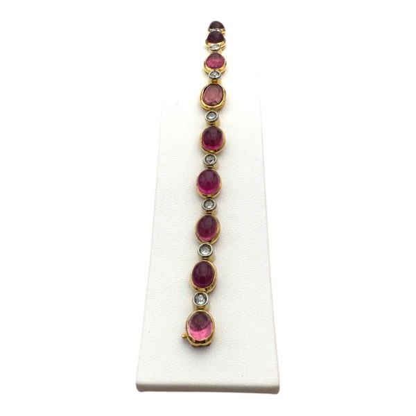 BRACELET CABOCHONS DE TOURMALINE ET DIAMANTS EN OR 18K