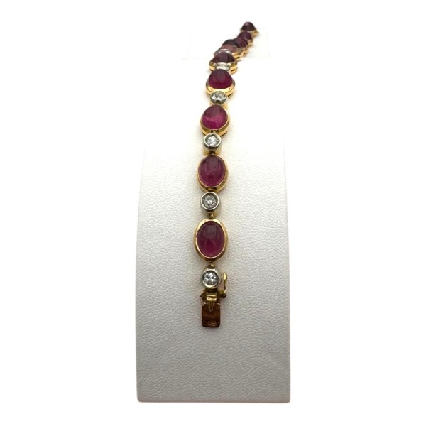 BRACELET CABOCHONS DE TOURMALINE ET DIAMANTS EN OR 18K