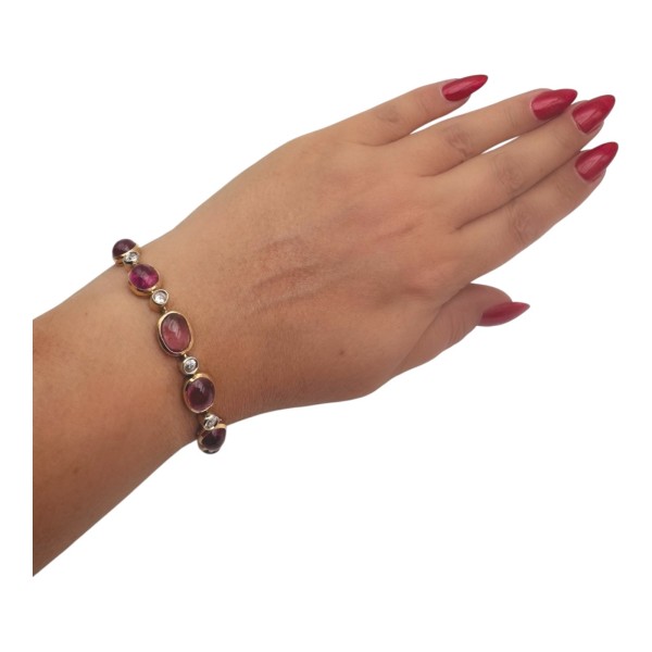 BRACELET CABOCHONS DE TOURMALINE ET DIAMANTS EN OR 18K