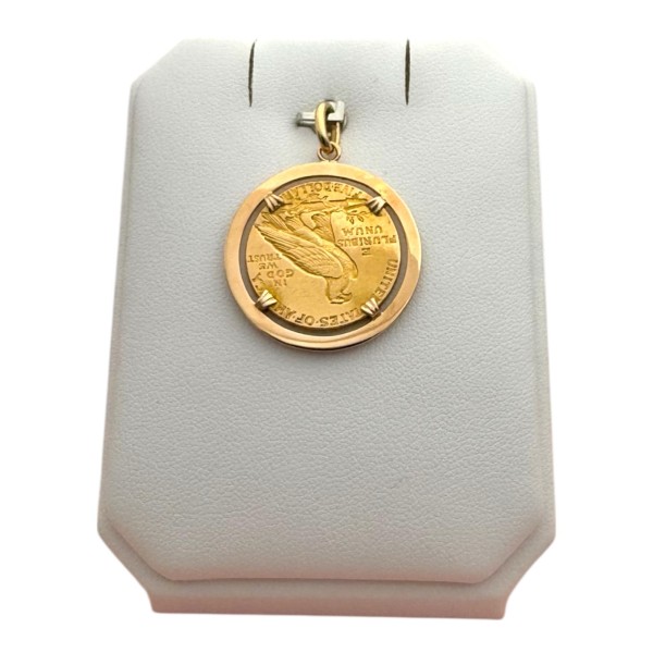 PENDENTIF PIÈCE 5 DOLLARS TÊTE D'INDIEN EN OR 18K