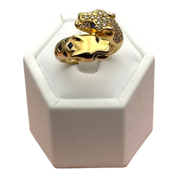 BAGUE PANTHERES SAPHIRS ET DIAMANTS EN OR 18K