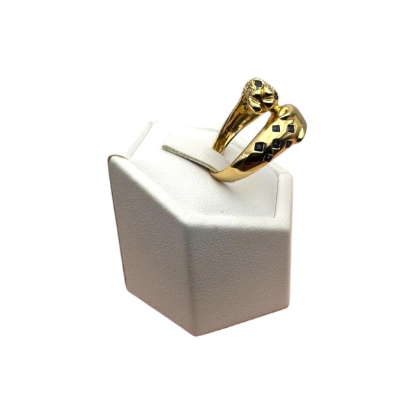 BAGUE PANTHERES SAPHIRS ET DIAMANTS EN OR 18K