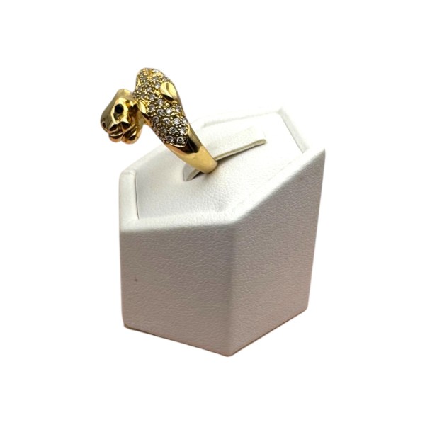 BAGUE PANTHERES SAPHIRS ET DIAMANTS EN OR 18K