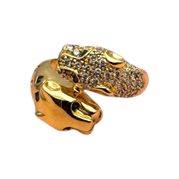 BAGUE PANTHERES SAPHIRS ET DIAMANTS EN OR 18K