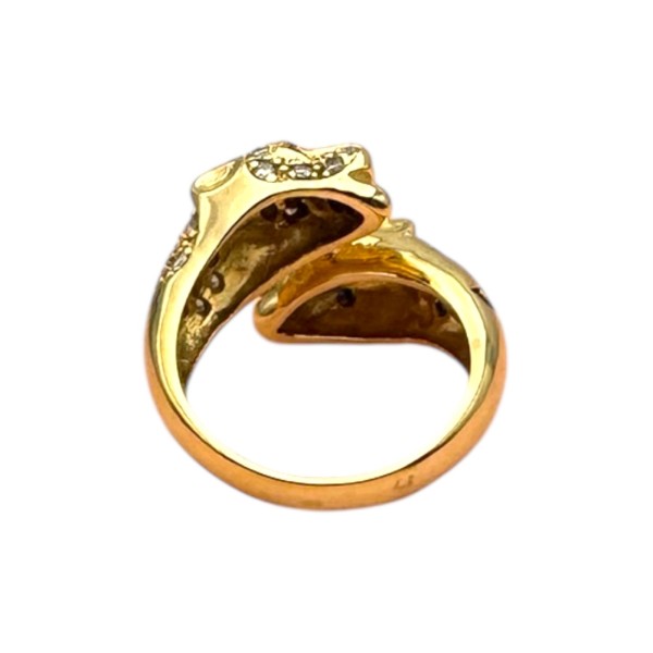 BAGUE PANTHERES SAPHIRS ET DIAMANTS EN OR 18K