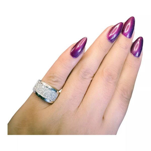 BAGUE ANNEAU PLAT DIAMANTS EN OR 18K