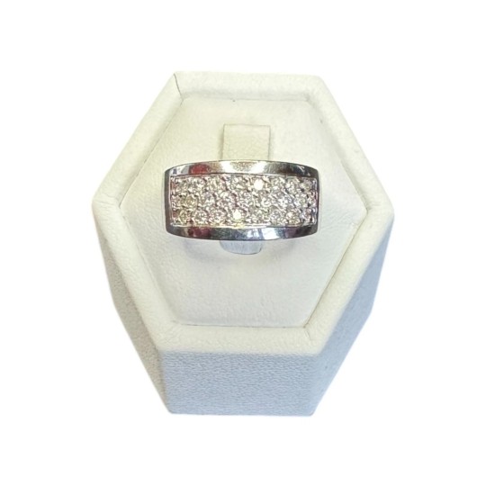 BAGUE ANNEAU PLAT DIAMANTS EN OR 18K