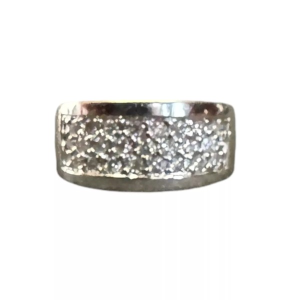 BAGUE ANNEAU PLAT DIAMANTS EN OR 18K