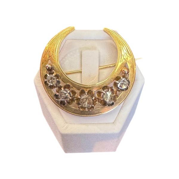 BROCHE ANCIENNE DIAMANTS EN OR 18K