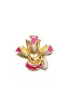 CLIP ANCIEN ANNÉES 40 RUBIS DE SYNTHÈSE ET DIAMANTS EN OR 18K