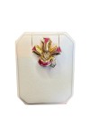 CLIP ANCIEN ANNÉES 40 RUBIS DE SYNTHÈSE ET DIAMANTS EN OR 18K