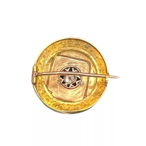 BROCHE ANCIENNE MOTIF ARAIGNÉE DIAMANTS ET PERLES EN OR 18K
