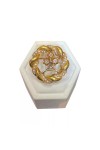 BROCHE ANCIENNE MOTIF TRÈFLE PERLES ET ROSES DE PROVENCE EN OR 18K