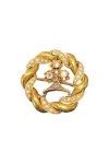 BROCHE ANCIENNE MOTIF TRÈFLE PERLES ET ROSES DE PROVENCE EN OR 18K