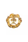BROCHE ANCIENNE MOTIF TRÈFLE PERLES ET ROSES DE PROVENCE EN OR 18K