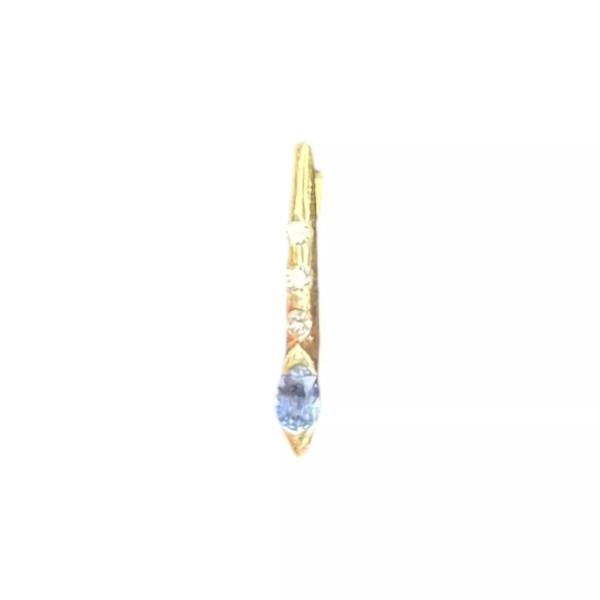 PENDENTIF FORME PLUME SAPHIR ET DIAMANTS EN OR 18K