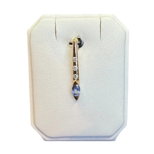 PENDENTIF FORME PLUME SAPHIR ET DIAMANTS EN OR 18K