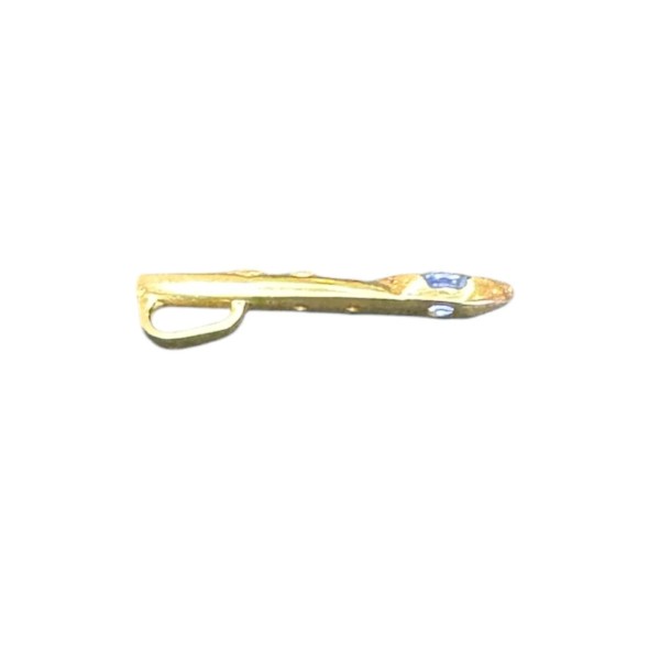 PENDENTIF FORME PLUME SAPHIR ET DIAMANTS EN OR 18K